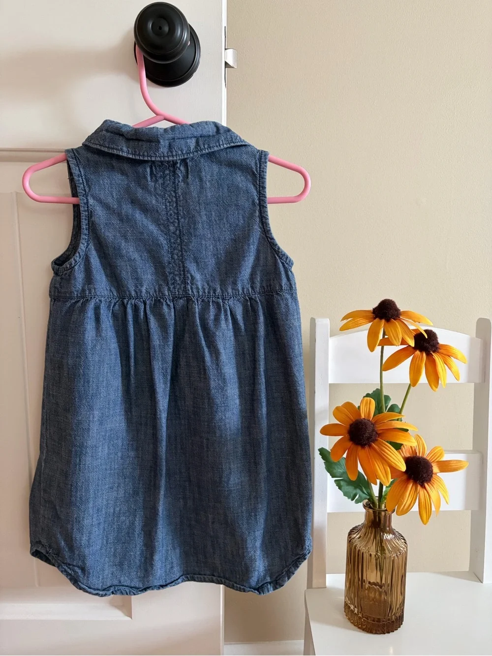 Old Navy Toddler Girl Sleeveless Chambray Button Dress - Blue